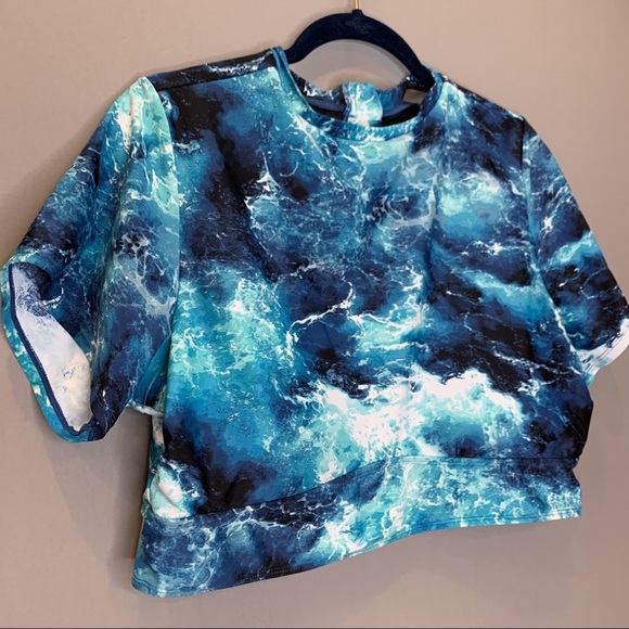 TORRID Blue Ocean swim top rash guard, 4X. - Picture 8 of 10